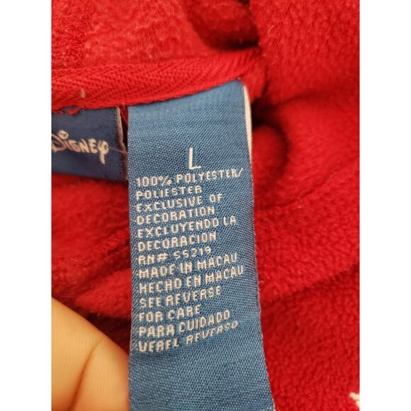 Disney Red Mickey Mouse Sweatshirt Mens Large Fleece Hoodie Kangaroo Pocket - Picture 7 of 16